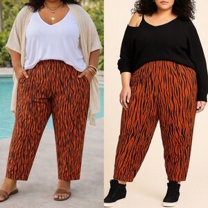 BELLA Tiger Print Tapered Pant 2X Harem Streetwear Y2K Eclectic Bold Lightweight